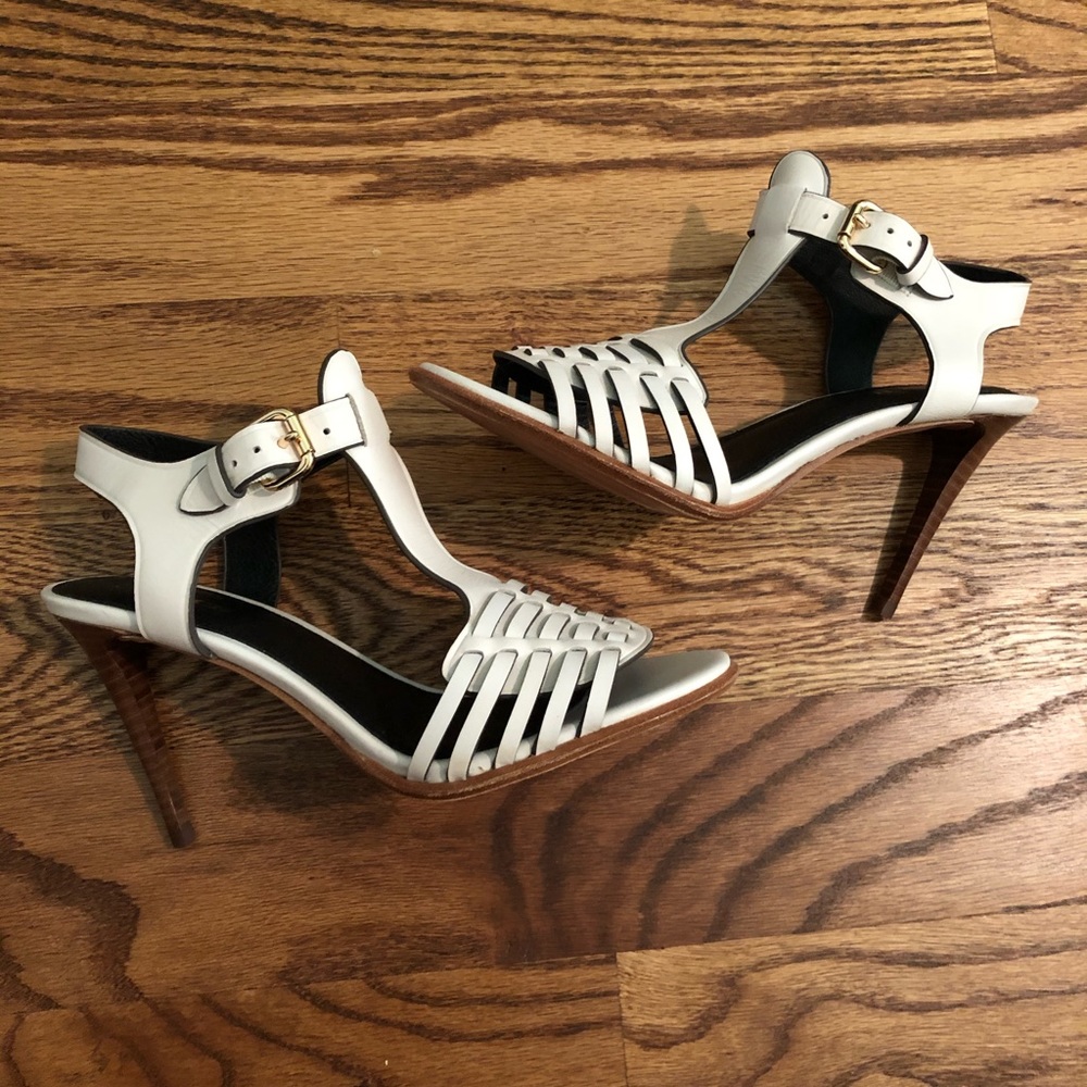 Coach “Izzy” white leather heels size 6.5